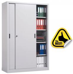 Plus Mobilier Dulap metalic Premium Asamblat usi culisante 4 rafturi, 1200x450x1900 mm (LxlxH), 50 kg/polita, PLUS gri 2 4 1200x450x900 50 kg Dulap metalic usi glisante (61004415) Dulap arhivare
