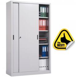 Plus Mobilier Dulap metalic Premium Asamblat usi culisante 4 rafturi 900x450x1900 mm (LxlxH), 50 kg/polita, PLUS gri 2 4 900x400x1900 50 kg Dulap metalic usi glisante (61004414) Dulap arhivare