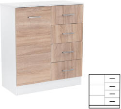 Leziter Miami komód 1 ajtós 4 fiókos 80x92 cm sonoma tölgy-fehér (lez_LMK1A4FSTF)