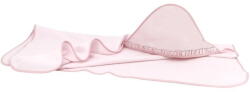 MimiNu Prosop cu gluga, MimiNu, Cu volanas, 100x100 cm, bumbac si thermo fleece, Colectia Royal, Powder Pink (6426972010818) Prosop