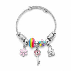 ElectraStore Bratara Argintie Cu Charmuri Multicolore (C5114)