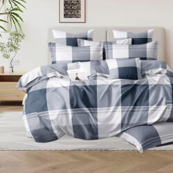 SpitiBazaar Royal Module Cearceafuri de Pat Super Duble cu Hugger din Cauciuc 160x200+30cm Alb-Gri În Carouri (4 Buc) SB-S-49 (SB-S-49)