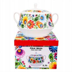 Folkstar Levesestál Wanda, népies virágmintás, 2, 7 l, porcelán, ajándékdobozban (33241)