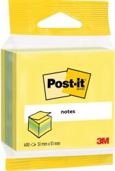 Post-it Minicub notite adezive, Post-it, galben/verde, 51 x 51 mm, 400 file, 100% PEFC (3M110136) - forit