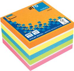 Info Notite adezive InFO, 75x75 mm, verde/alb/portocaliu/galben/violet (IN565453)