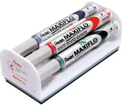 Pentel Set Maxiflo pentru tabla, format din 4 markere asortate + burete magnetic (PE106114)