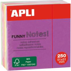 Apli Cub notite adezive Apli, 51x51mm, 250 file, 5 culori neon (AL011596)