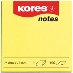 Kores Notite adezive, Kores, 75 x 75 mm, galben neon, 100 file (KS879043) - forit