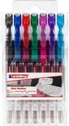 edding Roller gel edding 2185, corp din plastic, varf 0.7 mm, set 7 culori: negru, rosu, albastru, verde, violet, roz, albastru deschis (ED218538) - forit