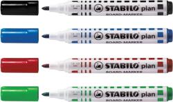 STABILO Marker pentru tabla Stabilo Plan 64, varf rotund, 2.5-3.5mm, 4 bucati/set ( negru, rosu, albastru, verde) (SW13641)