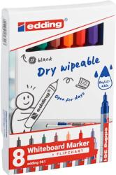 edding Marker pentru tabla edding 361, varf rotund, 1 mm, set 8 culori asortate: 2x negru, 1x rosu, 1x albastru, 1x verde, 1x portocaliu, 1x maro, 1x violet (ED361009)