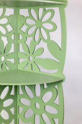 Amco Suport de colt din lemn, 90x37 cm, 4 rafturi, decor floral 3D, verde mentol - Ideal pentru flori si obiecte decorative (PM416) Raft