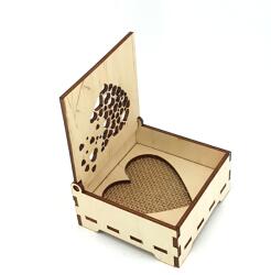 Amco Cutie din placaj de lemn pentru inel de logodna/ verighete, personalizabila prin gravura handcraft, natur 8.4x8.4x4.2 cm (PM006)
