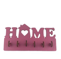 Amco Suport chei Home din lemn cu 6 agatatori 20x10x2, 4 cm, Roz (PM95)