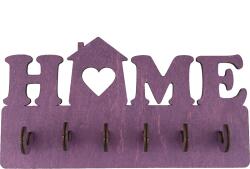 Amco Suport chei Home din lemn cu 6 agatatori 20x10x2, 4 cm, Mov (PM092)