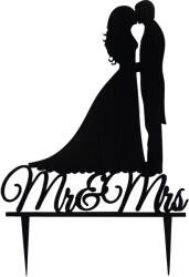 Amco Decoratiune nunta/logodna, topper model mr si mrs, ornament pentru tort 200 x 130 x 3 mm (PM243)