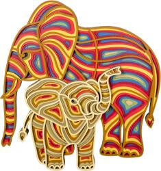 Amco Tablou 3D Elefant cu Pui - Design Multistrat Colorat, 59x52 cm (PM398)