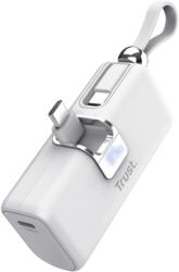 Trust Pocket Powerbank Trust Pacto, capacitate 5000 mAh, timp reincarcare baterie 2 ore, conectivitate USB-C, alb (TR-26105) - etoc