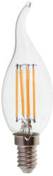V-TAC LED izzó átlátszó filament gyertya alakú E14, 4w, 6500K, hideg fehér, 400lm, 300°, CRI>80, V-TAC, 214430 (214430)