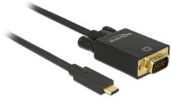 Delock Kábel USB Type-C csatlakozódugó > VGA csatlakozódugó (DP váltakozó) Full HD 1080p, 2 m, fekete