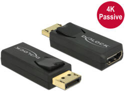 Delock Adapter Displayport 1.2-dugós csatlakozó > HDMI-csatlakozóhüvely 4K passzív, fekete