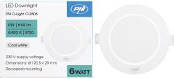 PNI D-Light CL2506 6W LED spotlámpa, süllyesztett, kerek, 120, 5*28, 4mm, 6400K, 230V tápegység, 660 lm, fehér (PNI-CL2506)