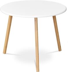  Lerakóasztal, fehér MDF lap, natúr bambusz lábak, 60×60×50 cm (AF-1144 WT)