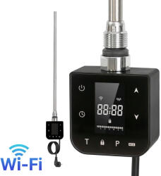 Leziter Wifi-s fűtőpatron törölközőszárító radiátorhoz digitális hőfokszabályozóval 600W fekete (LFPW05-600W-B) - tipparuhaz