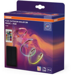OSRAM Flex Outdoor Solar 5M Magic RGB - Napelemes LED szalag RGB színvezérléssel, 5m hosszú, IP44gel, távirányítóval kültéri használatra (4099854448973)
