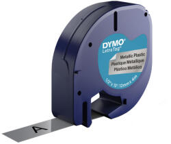 DYMO Etichete din plastic argintiu metalizat DYMO LetraTag 12 mm x 3m pentru receptii, birouri si identificare eleganta S0721730 (91208DY)