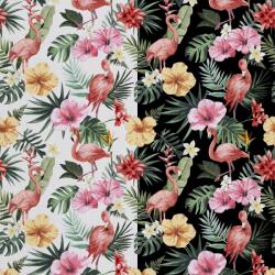 Heko Panels Textil anyag, Tropics fekete-fehér alapon, Poliészter 100%, 210g/pm, Méret: 100cm x 155cm (DX1169)