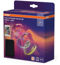 OSRAM Flex Outdoor Solar 3M Magic RGB - Dekoratív kültéri LED szalag napelemes töltéssel, RGB színvezérléssel, távirányítóval, IP44 (4099854448959)