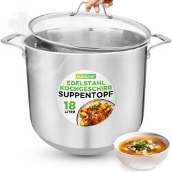 NutriChef Oala din inox NutriChef, 18L, pentru toate tipurile de plite, cu capac din sticla (18341979)