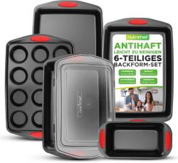 NutriChef Set de forme de copt NutriChef 6 piese - Antiaderent, Otel Carbon, Manere Silikon (1715381)
