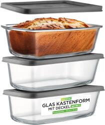 NutriChef Tava de copt din sticla NutriChef 3 piese 1, 8 L - Borosilikat, transparenta (38843298)
