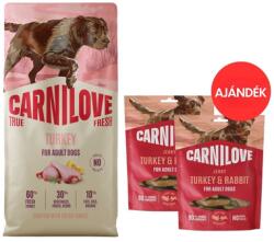 CARNILOVE True Fresh Dog Turkey Adult 12 kg friss pulykával készült kutyáknak + CARNILOVE Dog Jerky Turkey and Rabbit 2x100g AJÁNDÉK