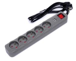 Kraft&Dele Prelungitor electric cu USB 1, 5 m 5x prize 2x port USB 16294 (KD4033)