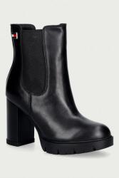 Tommy Jeans botine pentru femei din piele TJW CHELSEA HIGH HEEL BOOTS 9BY2-OBDZH8_99X (EN0EN03112)