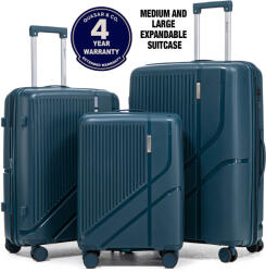 3 darabos Quasar & Co. ® gurulós táska szett, S/M/L, kabin/raktér, bőröndök lopásgátló cipzárral, kóddal ellátott bőrönd, teleszkópos fogantyú, bőröndök 4 csendes dupla kerékkel 360°-ban, köze
