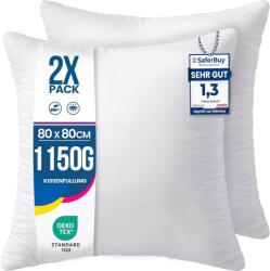 Utopia Bedding Párna Belső 80x80 cm Fehér 2 db-os Szett Mikroszálas Huzat Puha Poliészter Töltettel Kanapépárna Díszpárna