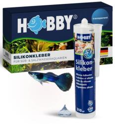 Hobby Aquaristik Szilikon Ragasztó Akváriumi Tömítő 310 ml Kartusos UV és Hőálló Átlátszó Rugalmas Silikon Ragasztó