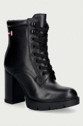 Tommy Jeans botine cu toc înalt pentru femei din piele TJW LACE UP HIGH HEEL BOOTS 9BY2-OBDZH4_99X (EN0EN03109)