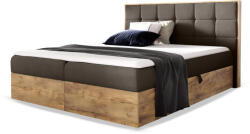Wilsondo Barna WOOD 1 boxspring ágy ágyneműtartóval és matraccal Méret: 140x200