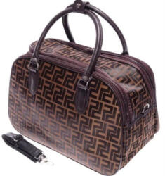 Plazabox Valentina utazótáska barna színű görög mintás 50 cm nagyméretű (le-2006-l-brown)