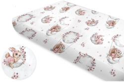 Baby Shop 60*120 cm pamut, gumis lepedő - Holdas nyuszi rózsaszín