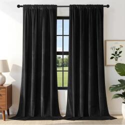  Sötétítő Függöny Velúr Thermo Szett 2 db Fekete 240x140 cm (B0CV12S816)
