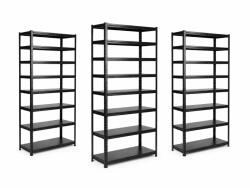 MAMUTEX 3 darabos akciós csomag - Lakkozott, fémből készült állvány Mamutex Standard 280x80x40 cm - 8 polc, teherbírás 960 kg, fekete