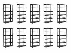 MAMUTEX 10 darabos akciós csomag - Lakkozott, fémből készült állvány Mamutex Standard 240x80x40 cm - 6 polc, teherbírás 720 kg, fekete