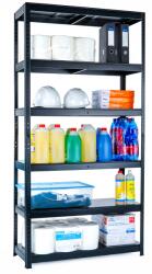 MAMUTEX Lakkozott teljesen fém állvány Mamutex Standard 200x100x40 cm - 6 polc, teherbírás 720 kg, fekete