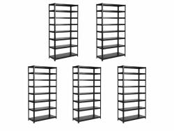MAMUTEX 5 darabos akciós csomag - Lakkozott, fémből készült állvány Mamutex Standard 280x80x40 cm - 8 polc, teherbírás 960 kg, fekete